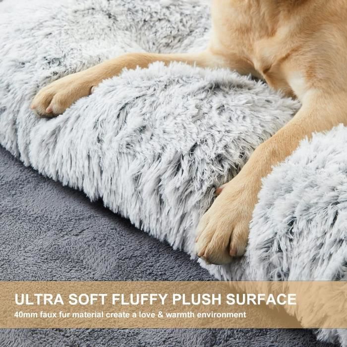 Panier Chien Grande Taille - Coussin Chien Anti Stress Lavable et Antidérapant - Gris Claire 110x75x15cm
