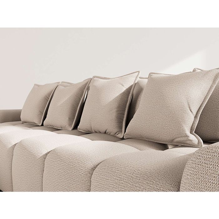 Adelaide - Sofá esquinero reversible de 4 plazas con otomana en tela texturizada - Beige