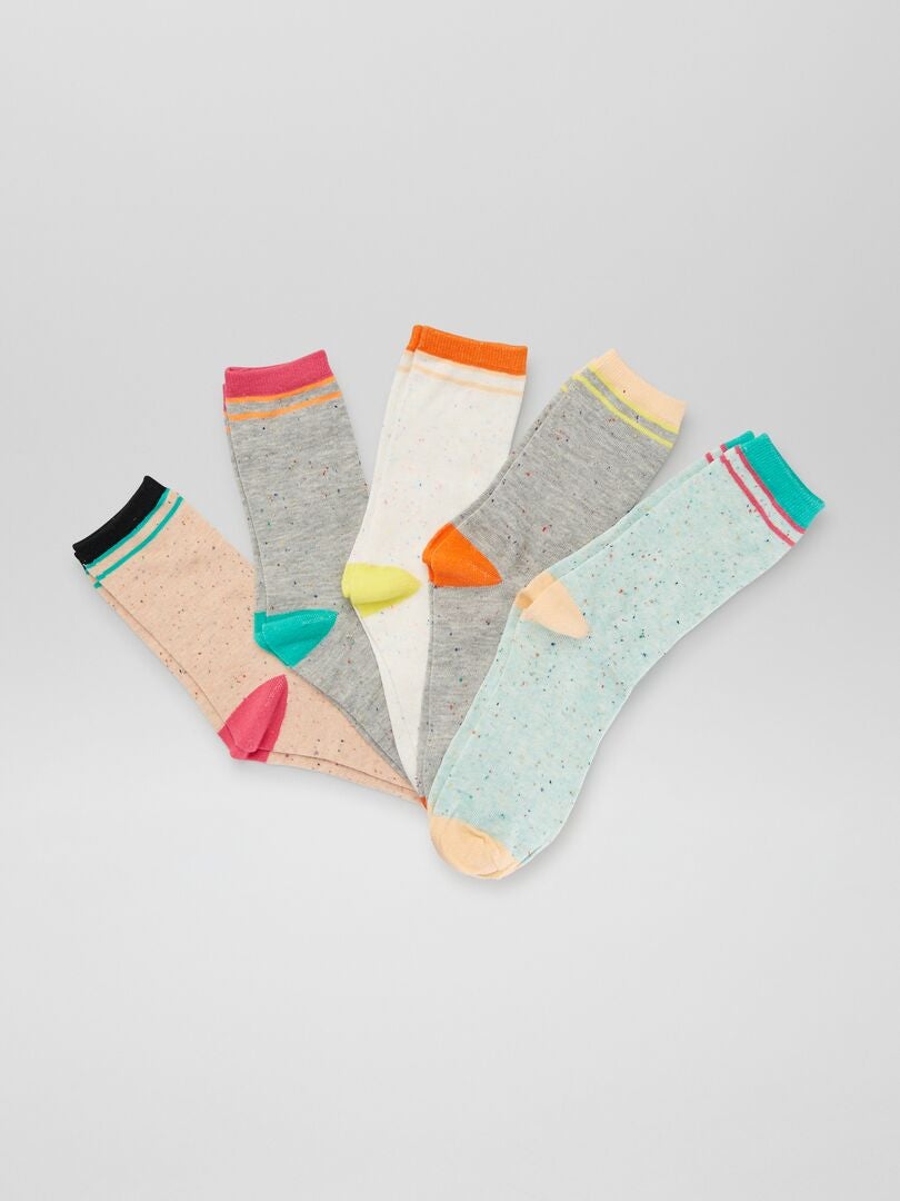 Set van 5 paar gemêleerde sokken - BLAUW