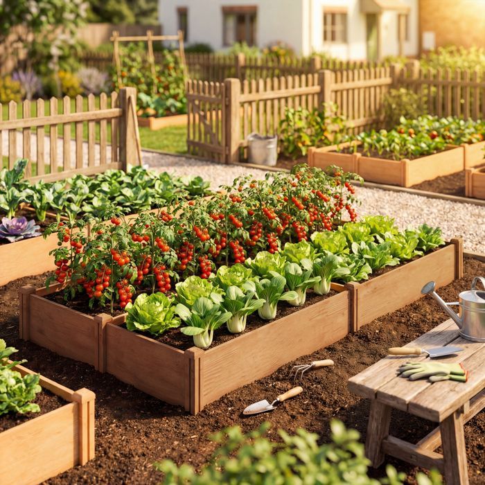 Raised garden bed - Outsunny - 4 growing zones, open bottom with tool-free assembly - wood - 234x109x25cm - light brown