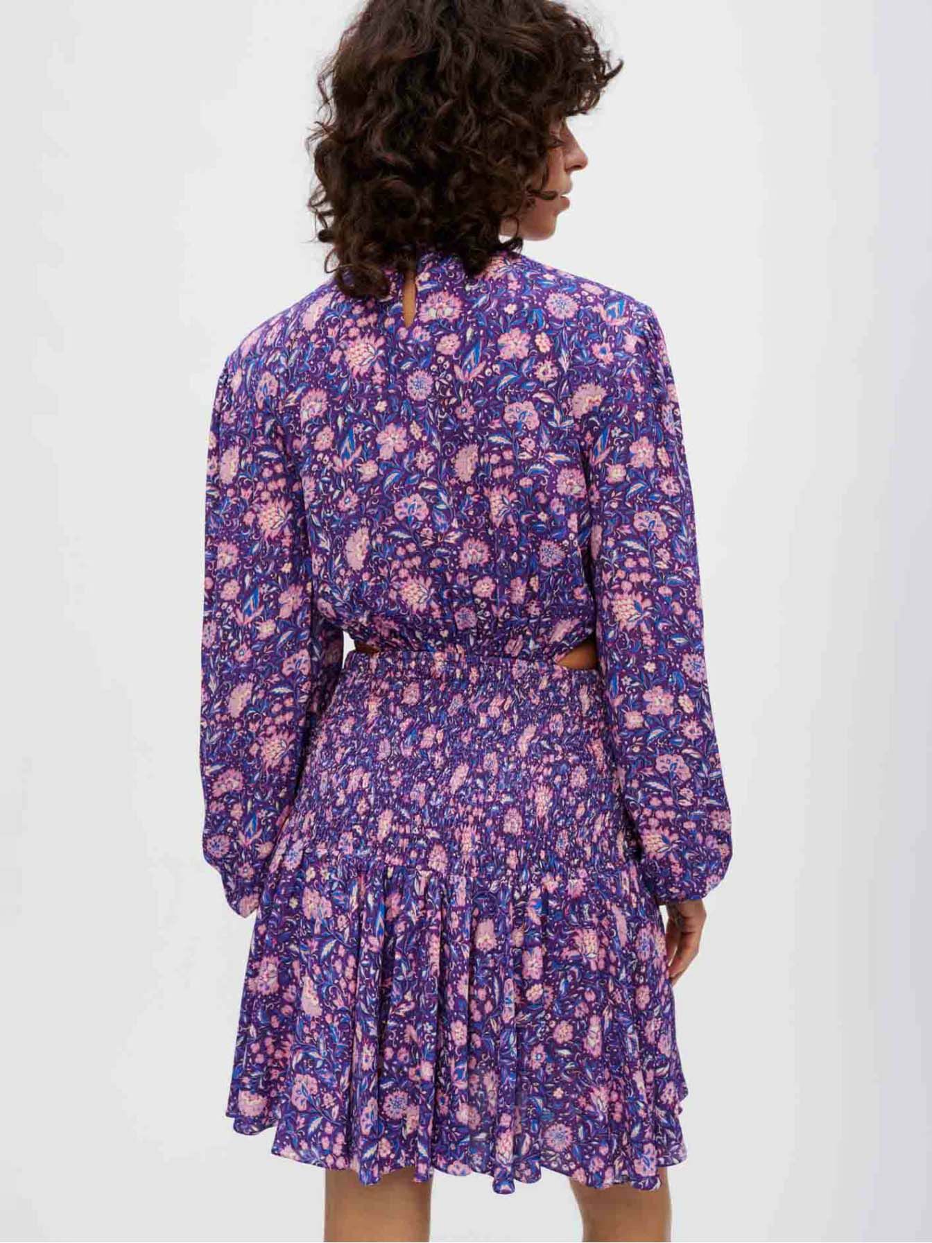 Viscose jurk met dahlia-print - Dahlia violet