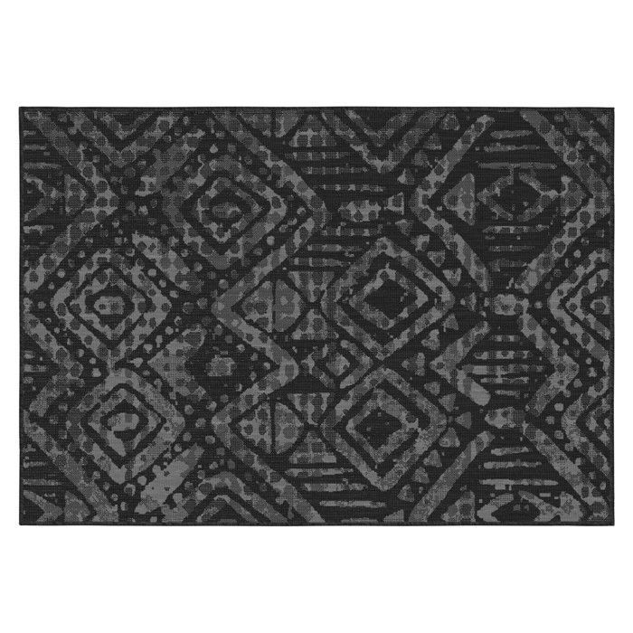 Outdoor rug in polypropylene, 120 x 170 cm, black