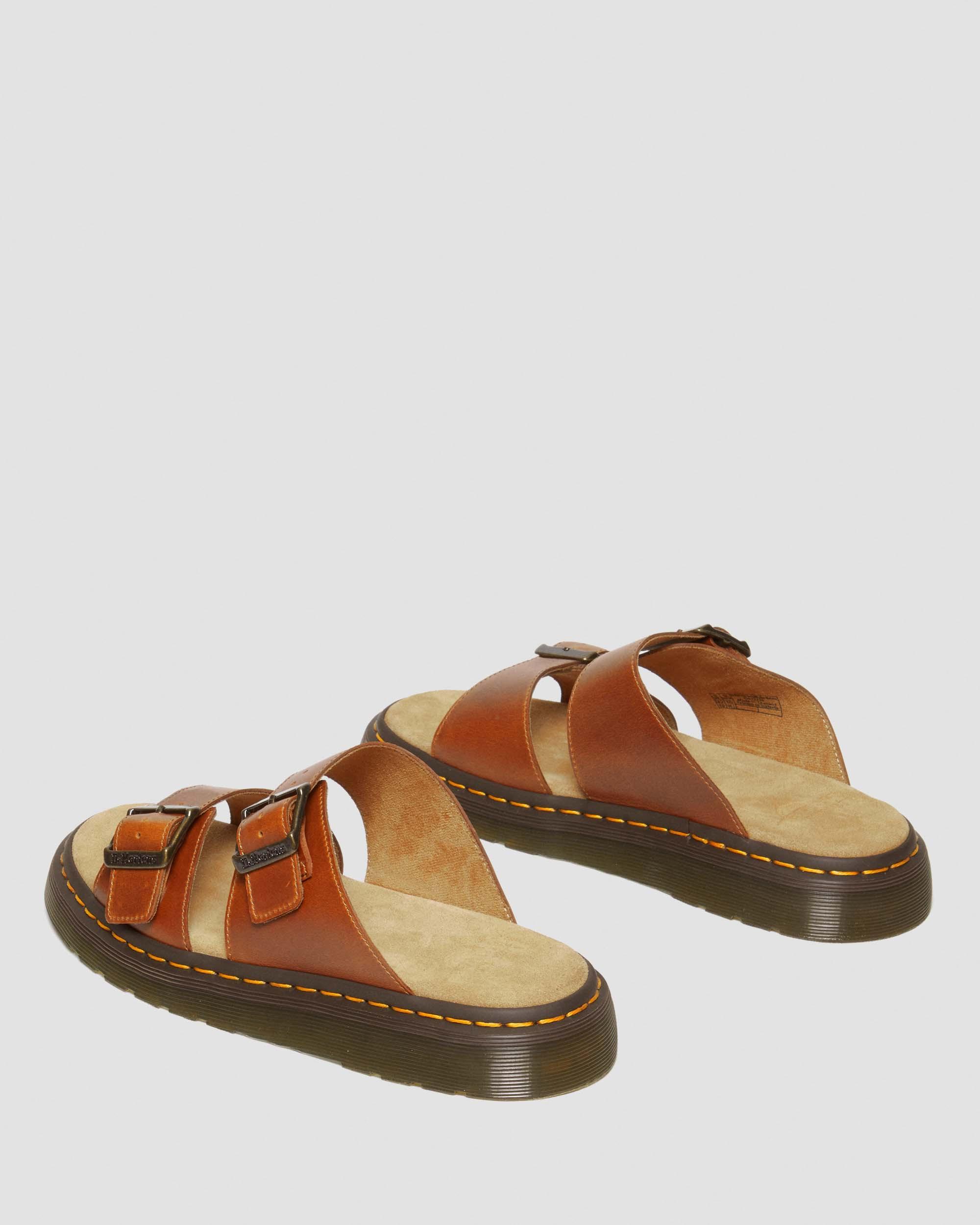 Josef Analine Leather Buckle Slide Sandals