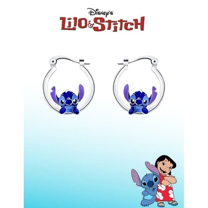 Boucles d’Oreilles Stitch – Créoles Argentées