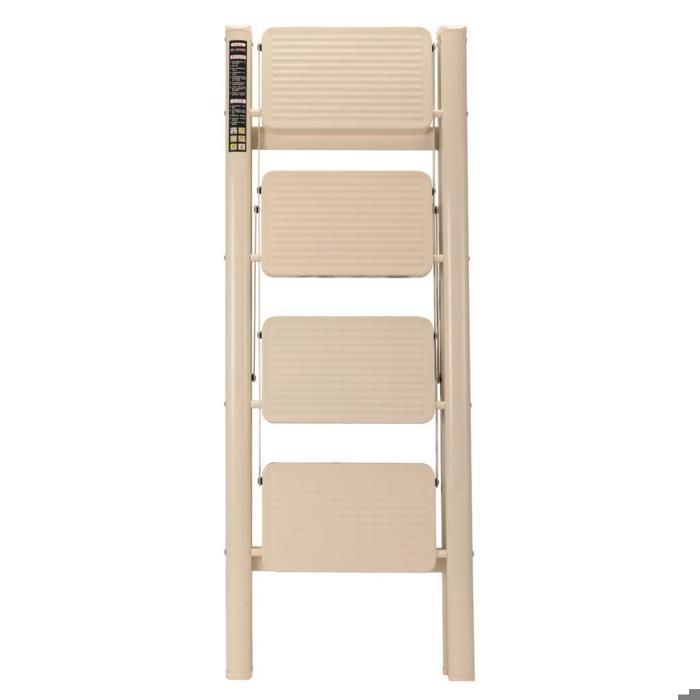 Escalera plegable de 3 peldaños IDEGU, taburete plegable de acero portátil, peldaño de 22 cm de ancho, antideslizante, blanca.