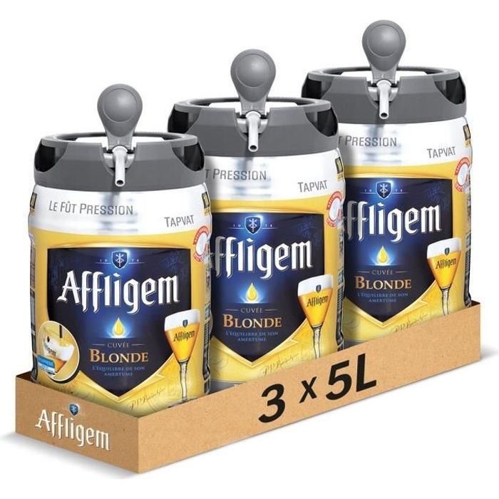 Affligem - Cerveza Abbey Blonde 6,7% ABV - 3 barriles de 5 l
