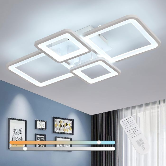 DORLINK Plafonnier LED Carré Moderne 54W - Dimmable avec Télécommande 3000K-6500K - Pour Chambre Salon