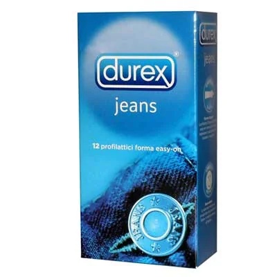 Préservatifs Durex Jeans avec forme Easy-On, paquet de 12, transparents et lubrifiés