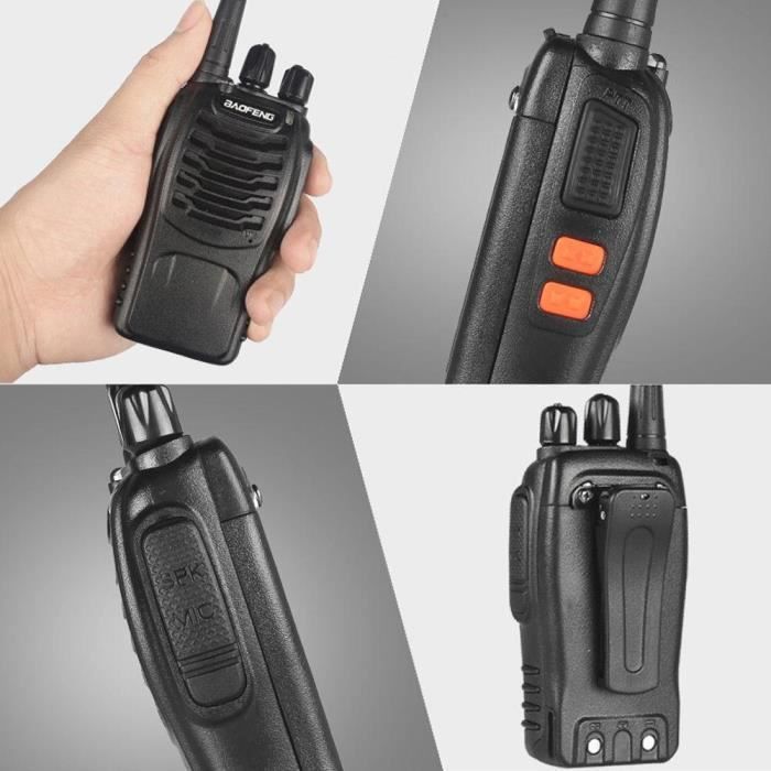 Paquete de 2 walkie-talkies Baofeng BF888S - 16 canales, bases de carga y auriculares incluidos - Negro