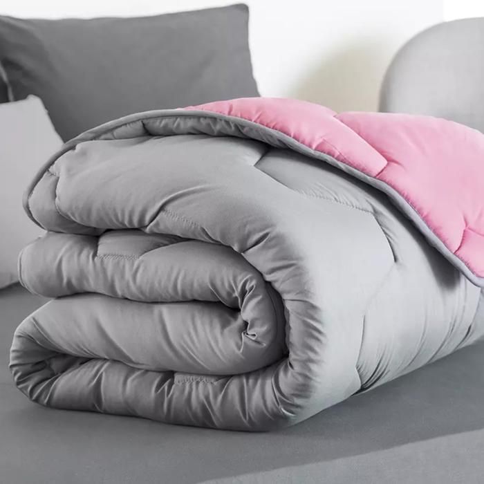 Edredón IDMARKET ABBY 220x240 cm, bicolor rosa y gris, 300 g
