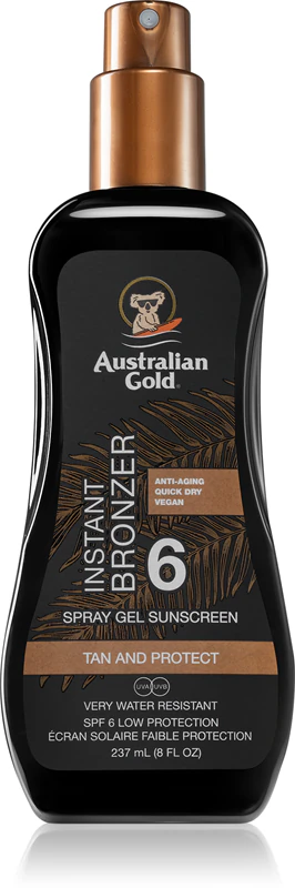 Australische gouden spraygel zonnebrandcrème met instant bronzer