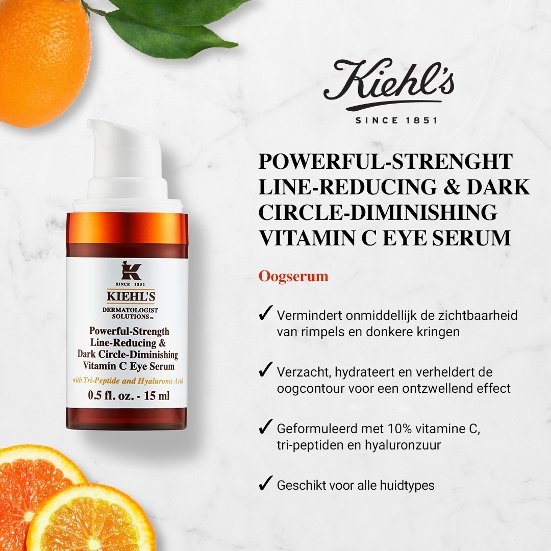 Kiehl's paakių serumas – itin efektyvus vitamino C paakių serumas raukšlėms ir tamsiams ratams mažinti – 15 ml