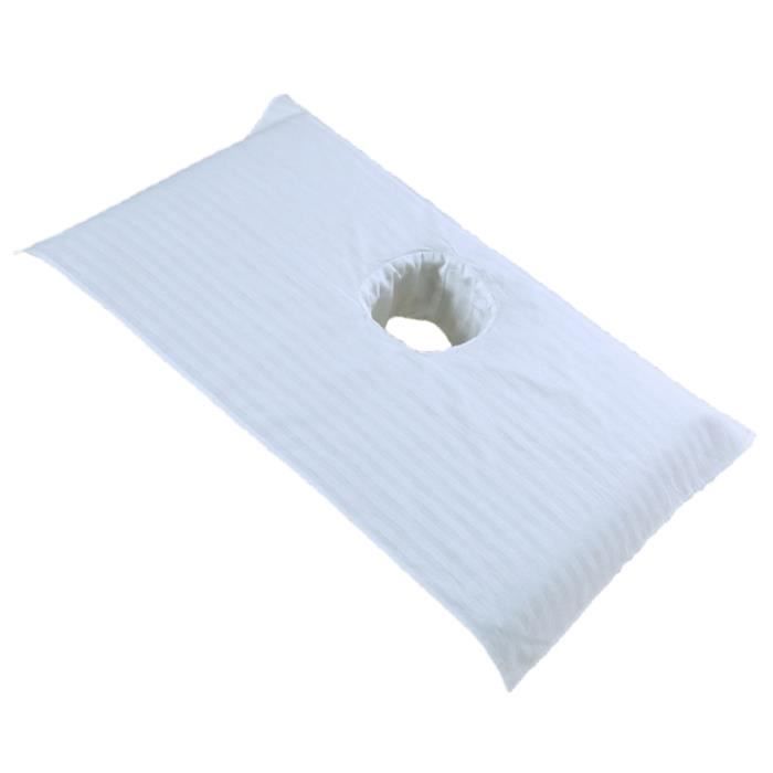 Juego de 3 piezas de funda para camilla de masaje, sábana con orificio para la cara para camilla de tratamiento de spa - Blanco