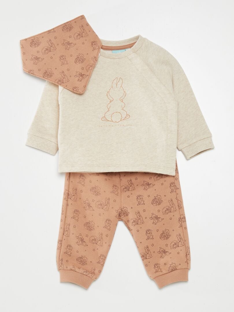 Sweatshirt + broek + tuinbroek set - BEIGE