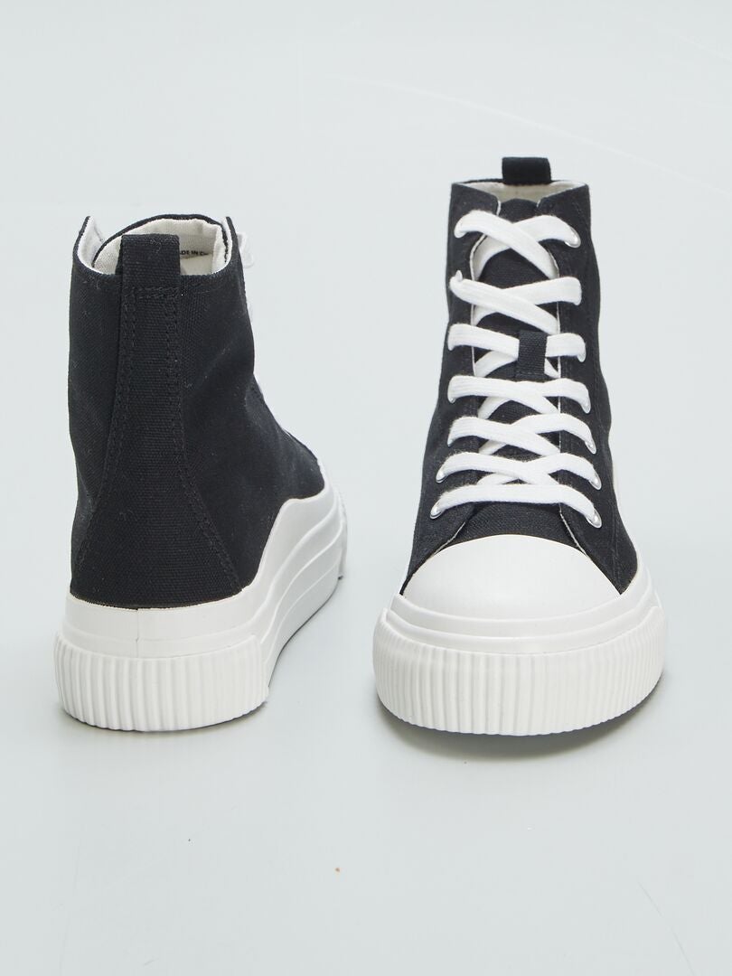 Canvas wedge sneakers - ZWART