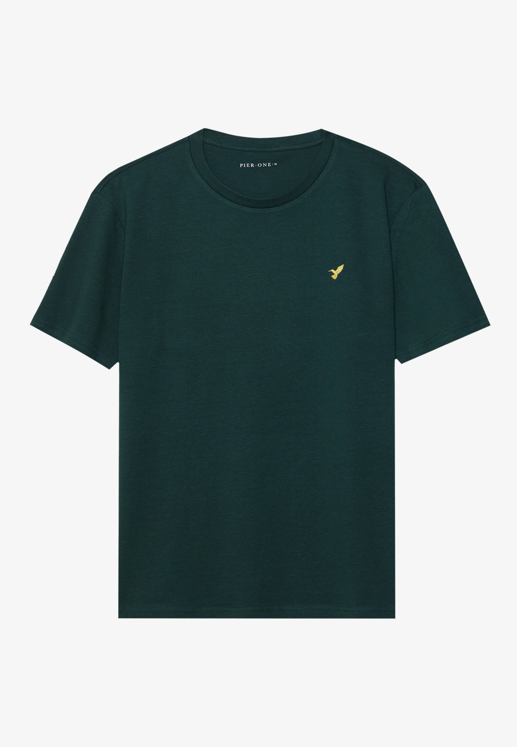 Pier One 3-pack - Basic T-shirt - donkergroen/gevlekt donkergrijs/zwart