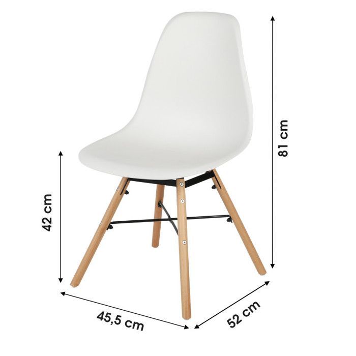 Chaises - DECONATION - Lot de 4 - Polypropylène - Pieds en bois - Style scandinave
