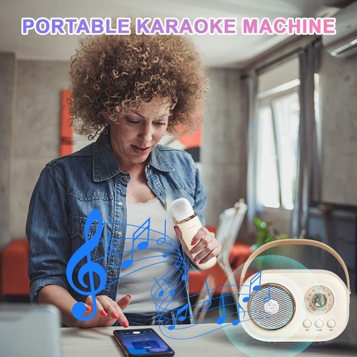 Mini karaoké mignon, Bluetooth portable avec micro, pour fêtes enfants et adultes (jaune)