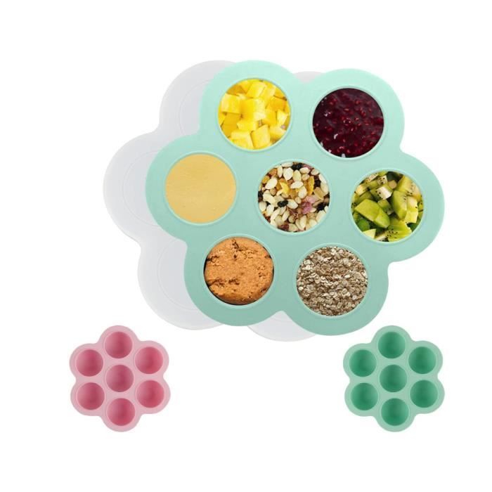 Bandeja para cubitos de hielo - Bebé - 2 piezas - Silicona apta para alimentos - Sin BPA - Tapa incluida
