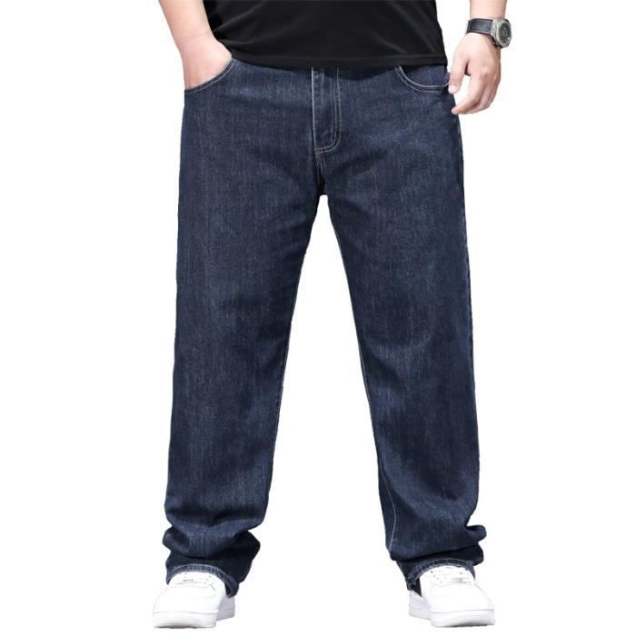 Pantalones vaqueros de verano ligeros de corte recto y corte holgado para hombre, tallas grandes - Azul oscuro - INSFITY - Hombre - Adulto
