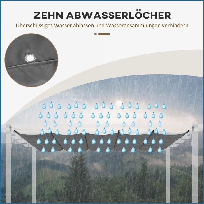 Ersatzdach para Pergola - Outsunny - 3,5x2,5m - Entwässerungslöcher & Sonnenschutz - Cinza Escuro