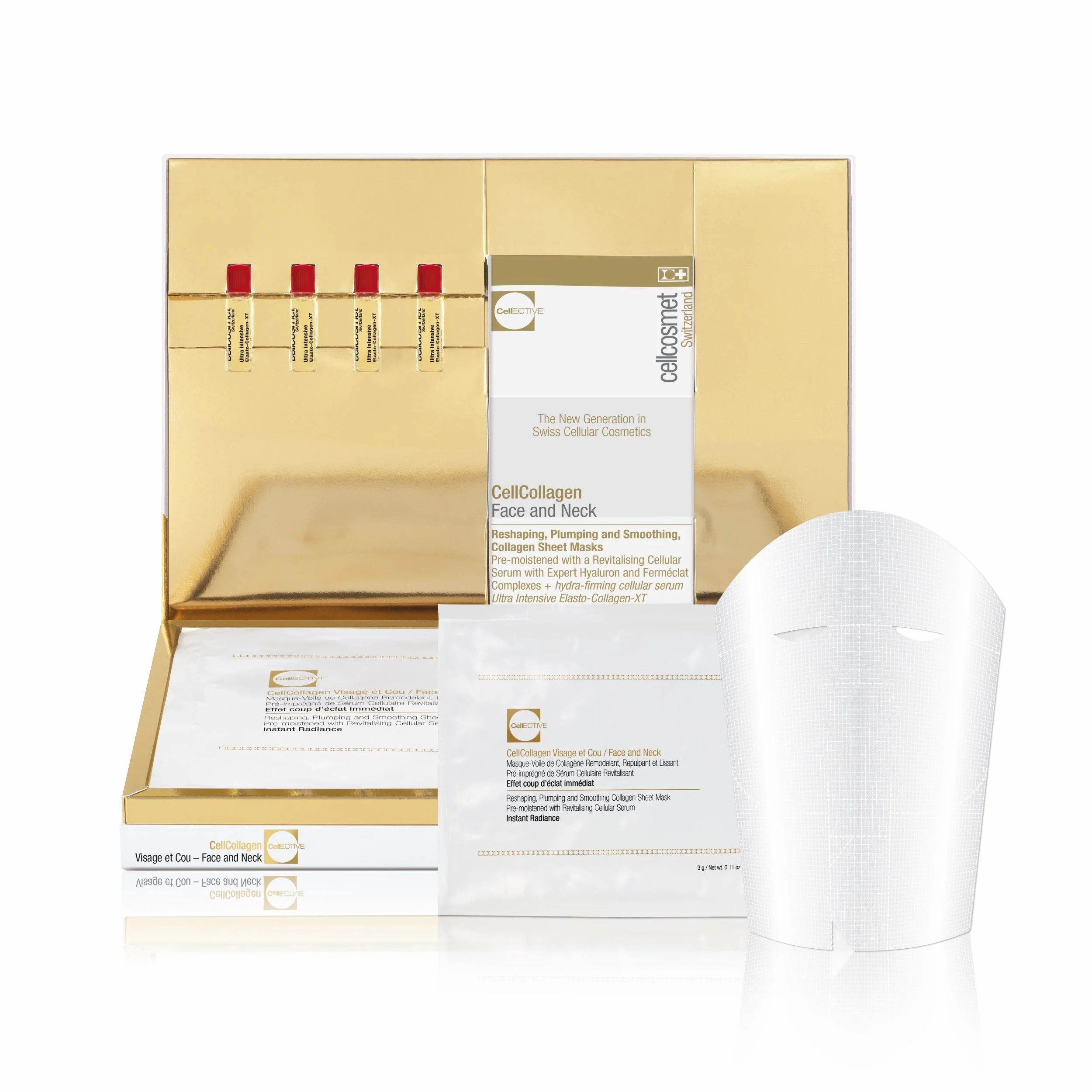 Viso CellCollagen Face and Neck - Maschera Lifting, Maschera Illuminante viso, Fiale viso lifting, Fiale viso antirughe