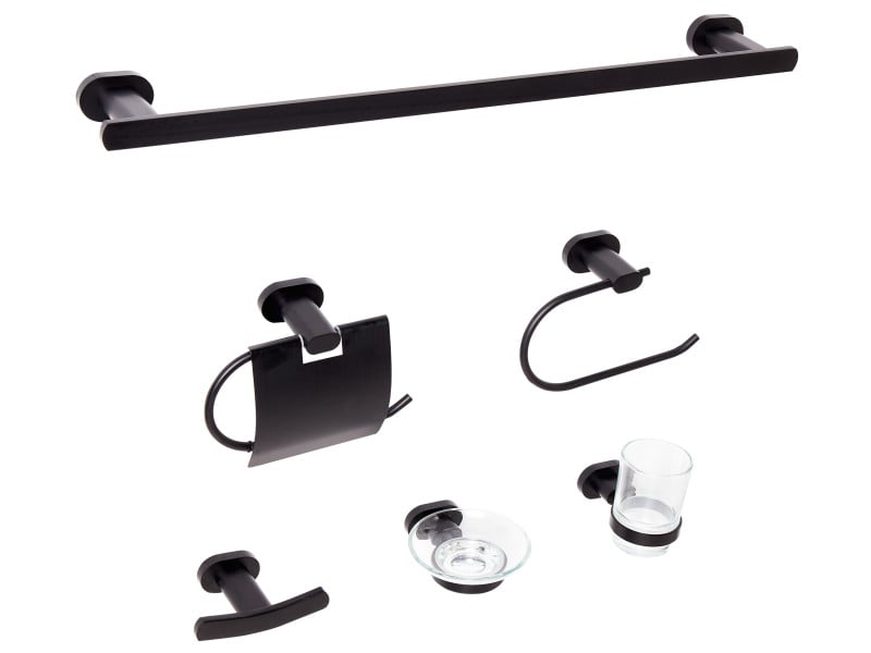 Komplet akcesoriów toaletowych aluminium czarny