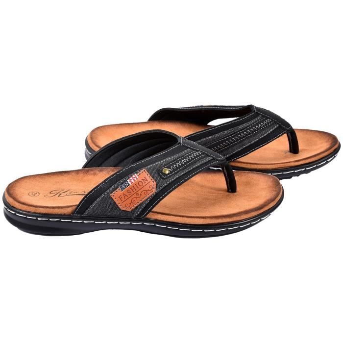 Tongs Homme PREMIUM - Ozabi - SU8718 BLACK - Semelle Memory Form - Confortables et légères