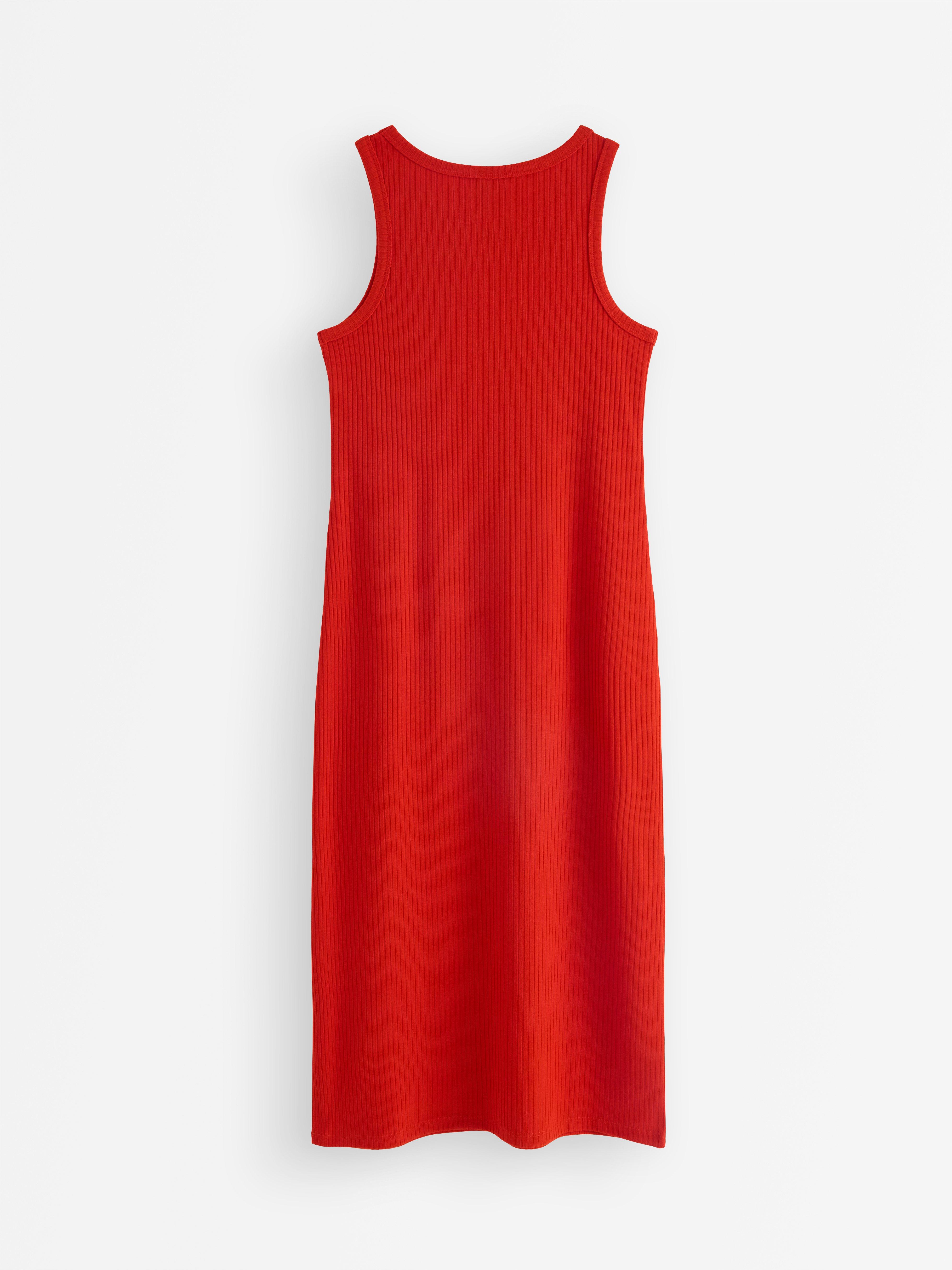 Vestido midi canelado vermelho escuro