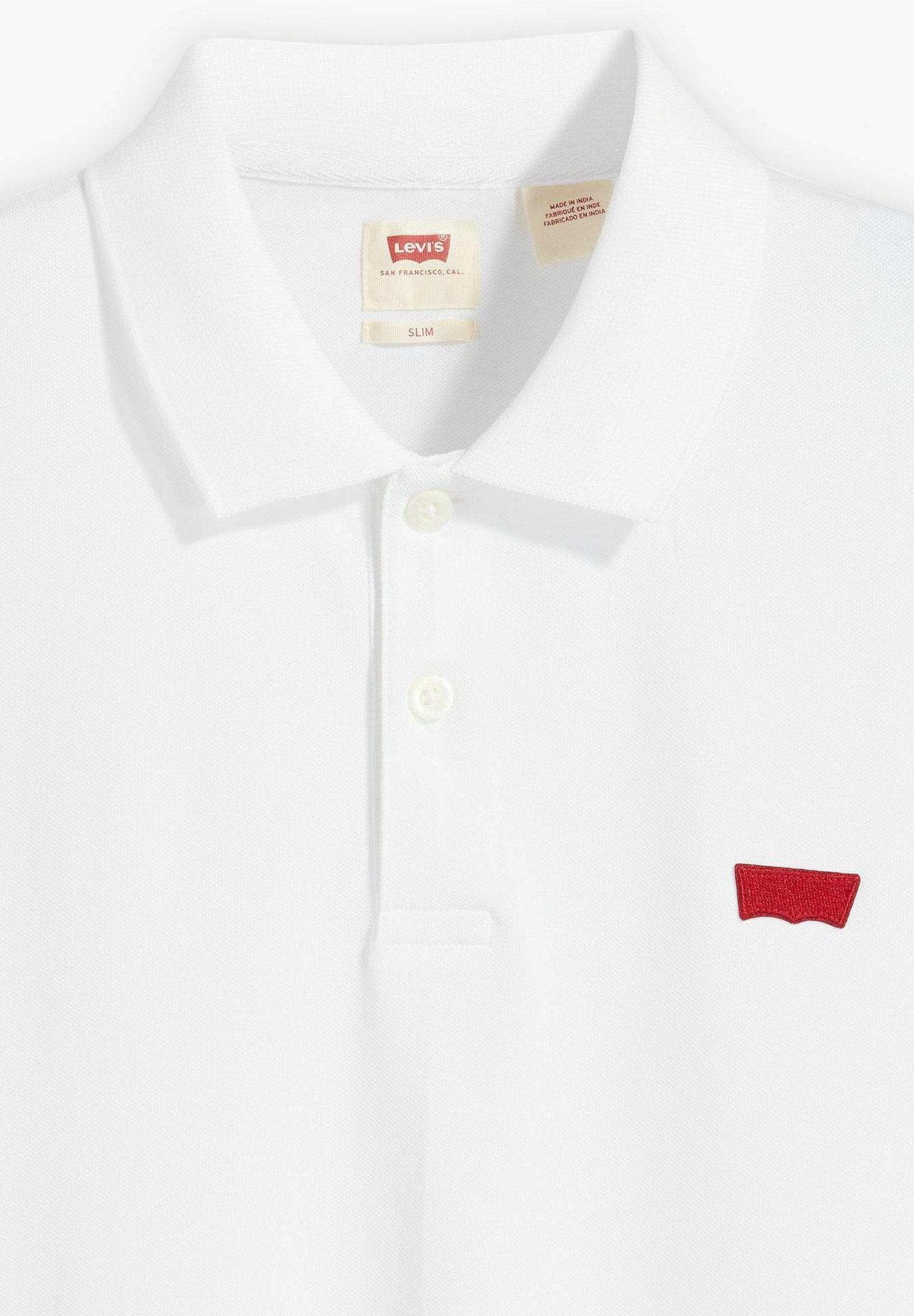 Levi's® LONG SLEEVE SLIM HOUSEMARK POLO - Poloshirt - helderwit