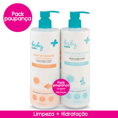 Baby Wells Pack -kosteusvoide ja puhdistusgeeli herkälle iholle 2 x 500 ml 2 x 500 ml