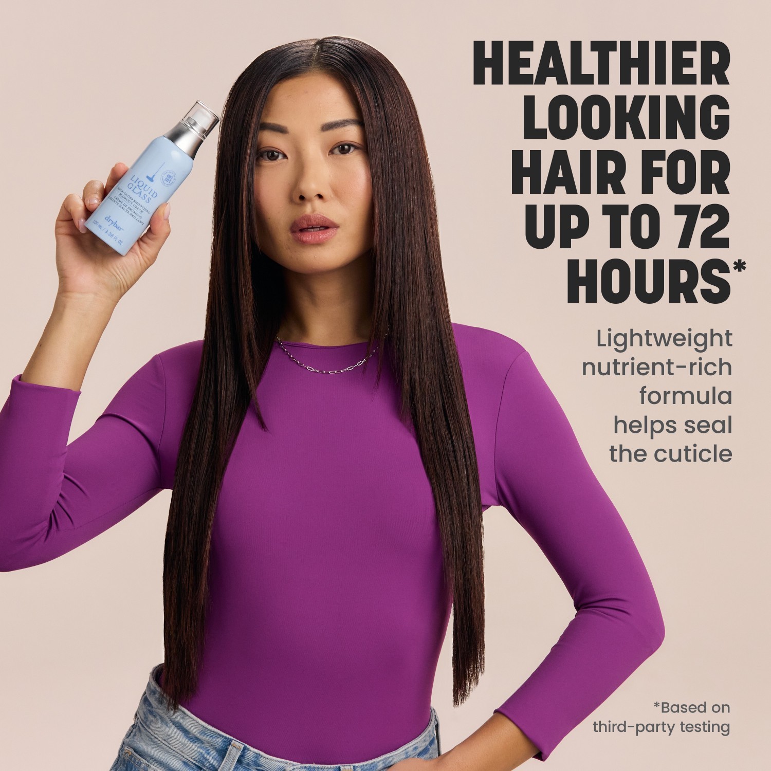 sprej na ochranu pred teplom drybar Liquid Glass Liquid Glass vysoko lesklý vyhladzujúci krém na fénovanie - 100 ml