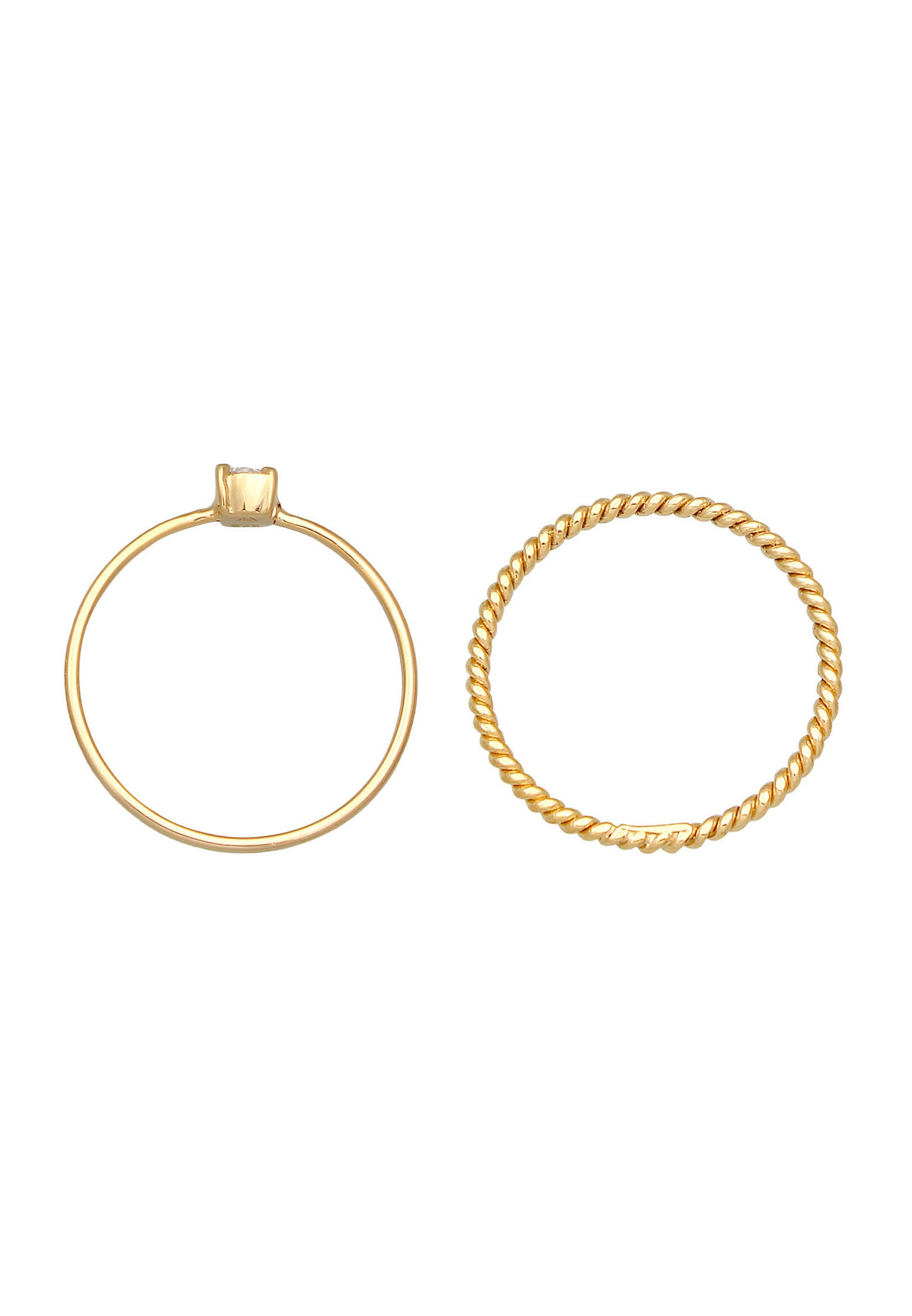 Elli Ensemble de bagues pour femmes Blogger Tordu Trend avec pierre de zirconium en argent sterling 925 plaqué or
