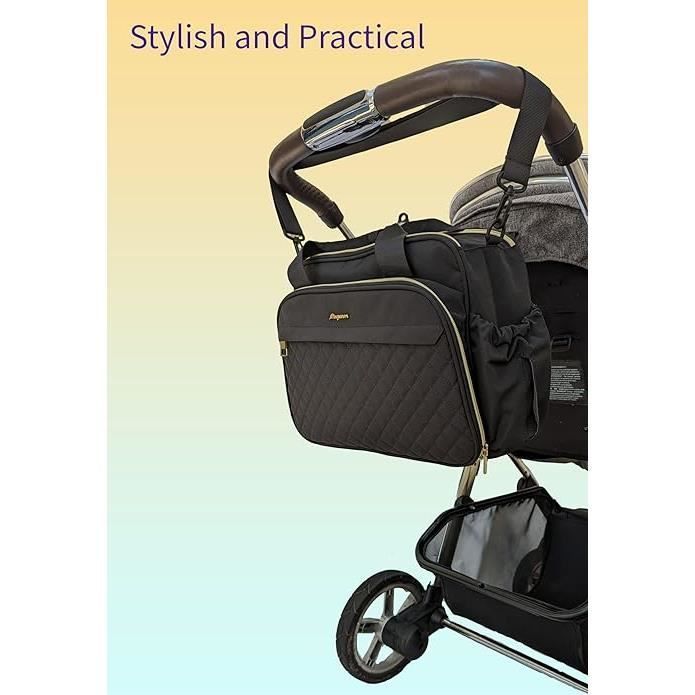 Bolso cambiador para bebé, bolso cambiador de hombro, bolso cambiador para mamás y papás, negro, mediano