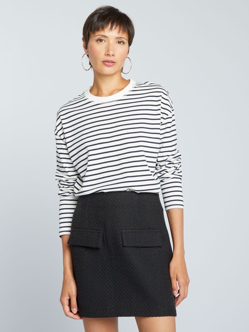 Camiseta de marinero de punto - Blanco/negro