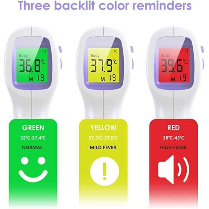 IDOIT Stirnthermometer für Erwachsene, Infrarot-Thermometer mit Fieberalarm, 2-in-1-Stirnthermometer ohne Berührung mit Speicherfunktion