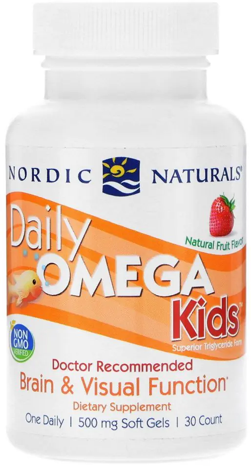 Nordic Naturals Daily Omega Kids, Kapsułki miękkie dla dzieci od 3. roku życia, Smak truskawkowy
