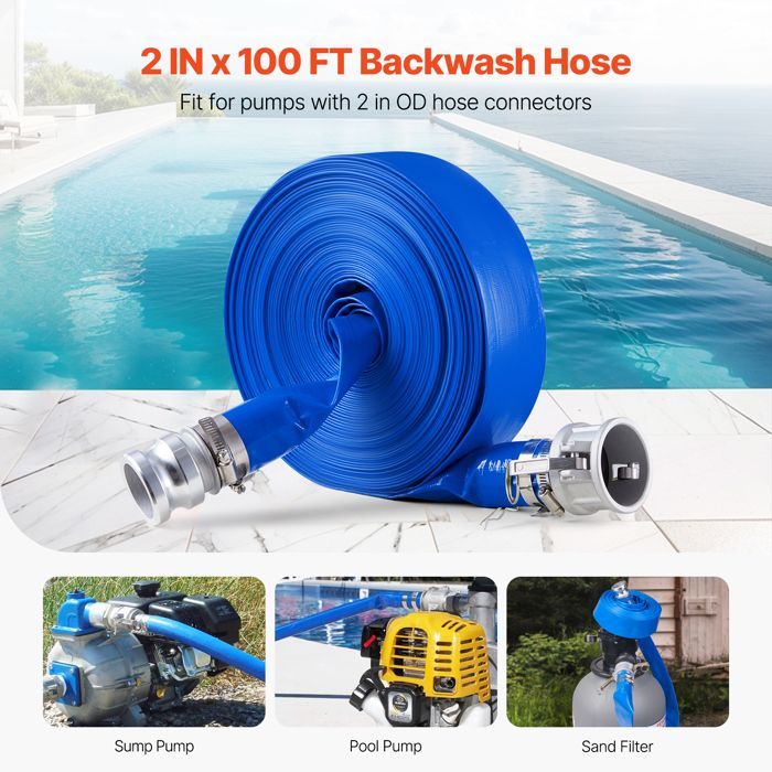 Kit de Tuyau D'aspiration pour Pompe à Eau-VEVOR-50,8mmx30,48m-Convient à Diverses Pompes-pour Transport de l'eau