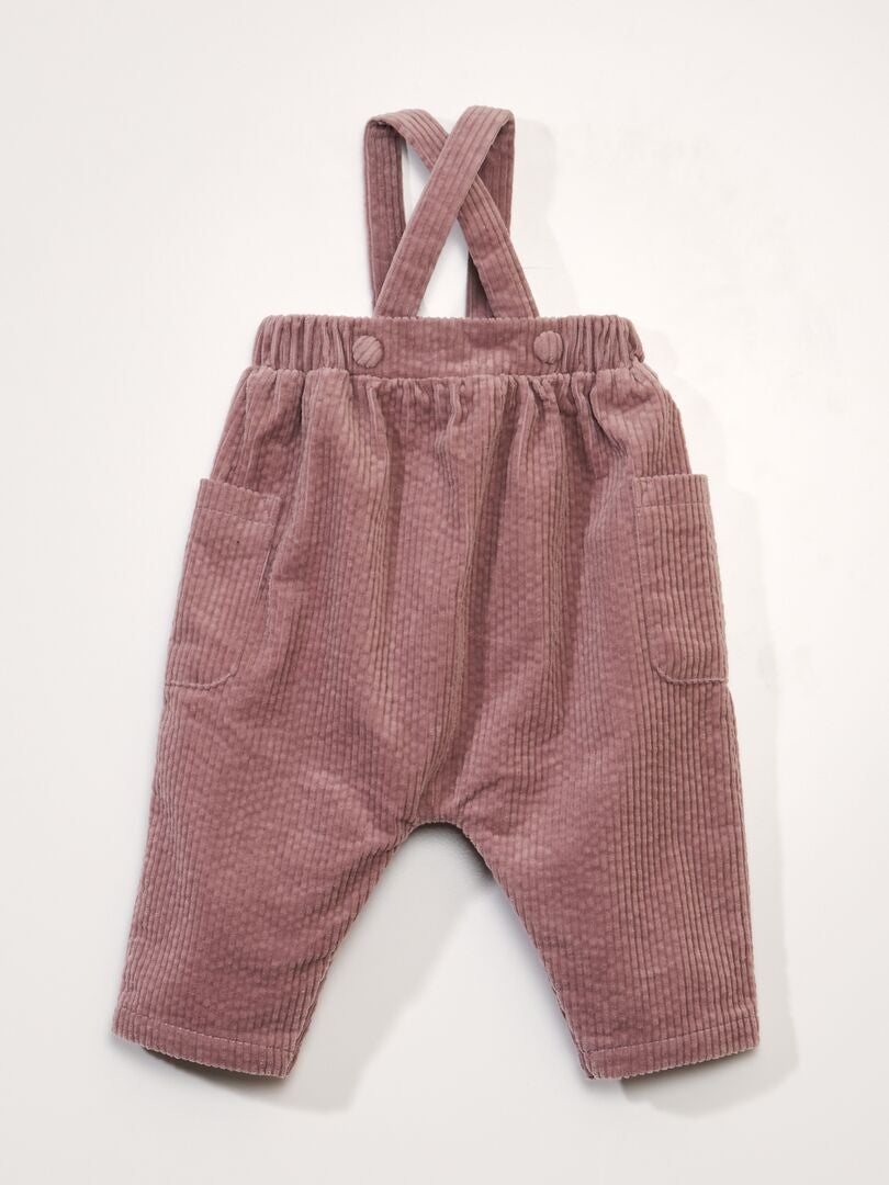 Fluwelen jumpsuit met jarretels - Nog praktischer - ROZE