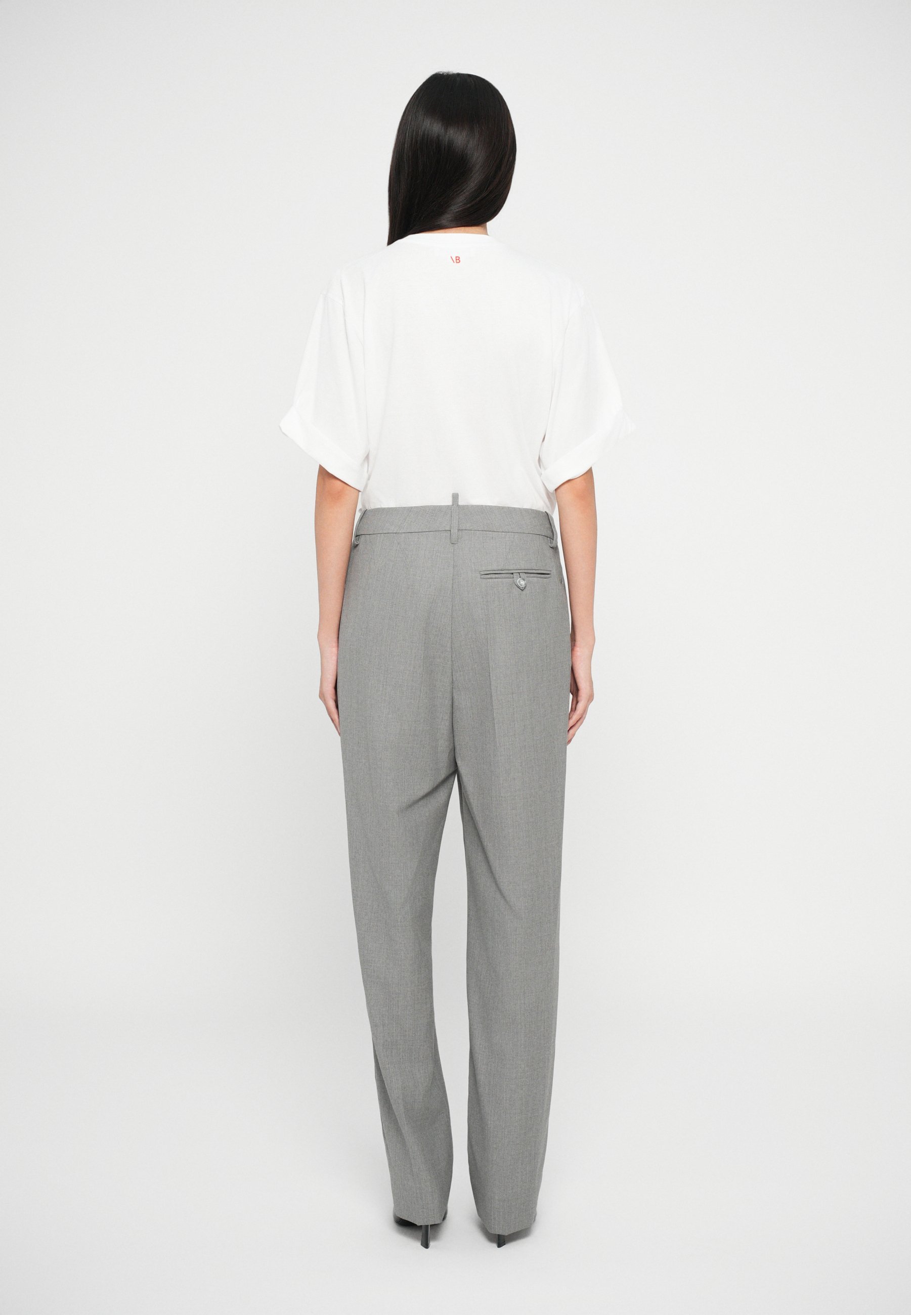 Pantalon Victoria Beckham taille basse jambes droites - Gris clair