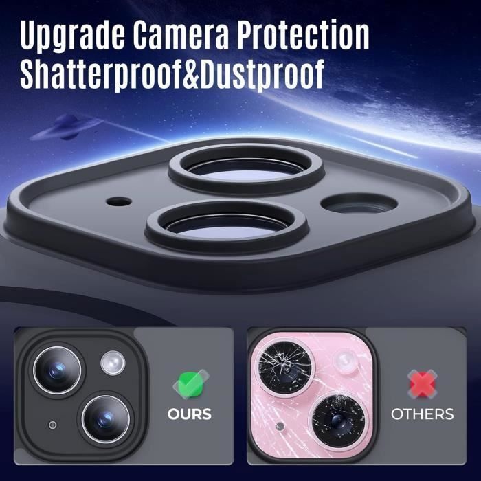 Coque pour iphone 15 et 2 vitres anti espion 2x verre caméra compatible magsafe noir hd