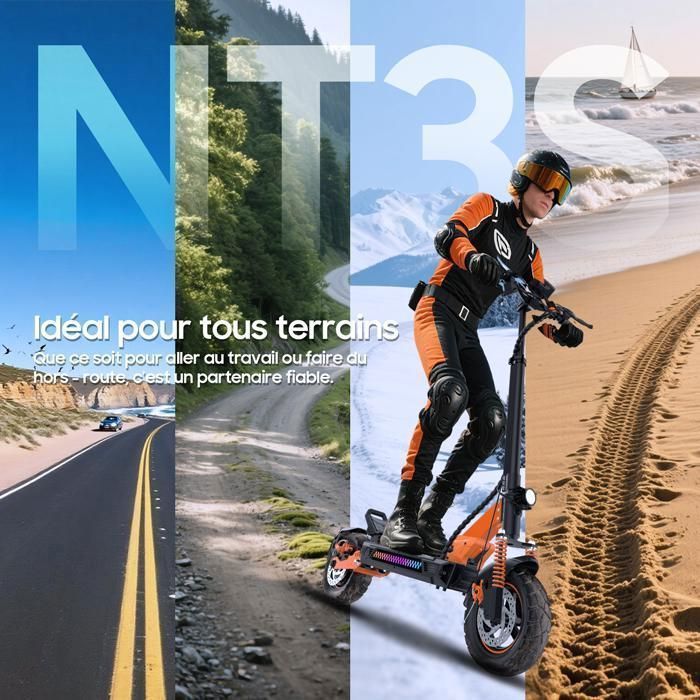 Trottinette Electrique TUNO NT3S Avec APP 1000W Vitesse Max. 45km/h Autonomie 35-45km 48V13Ah Pneus 10 Pouces 4 Modes Pliable