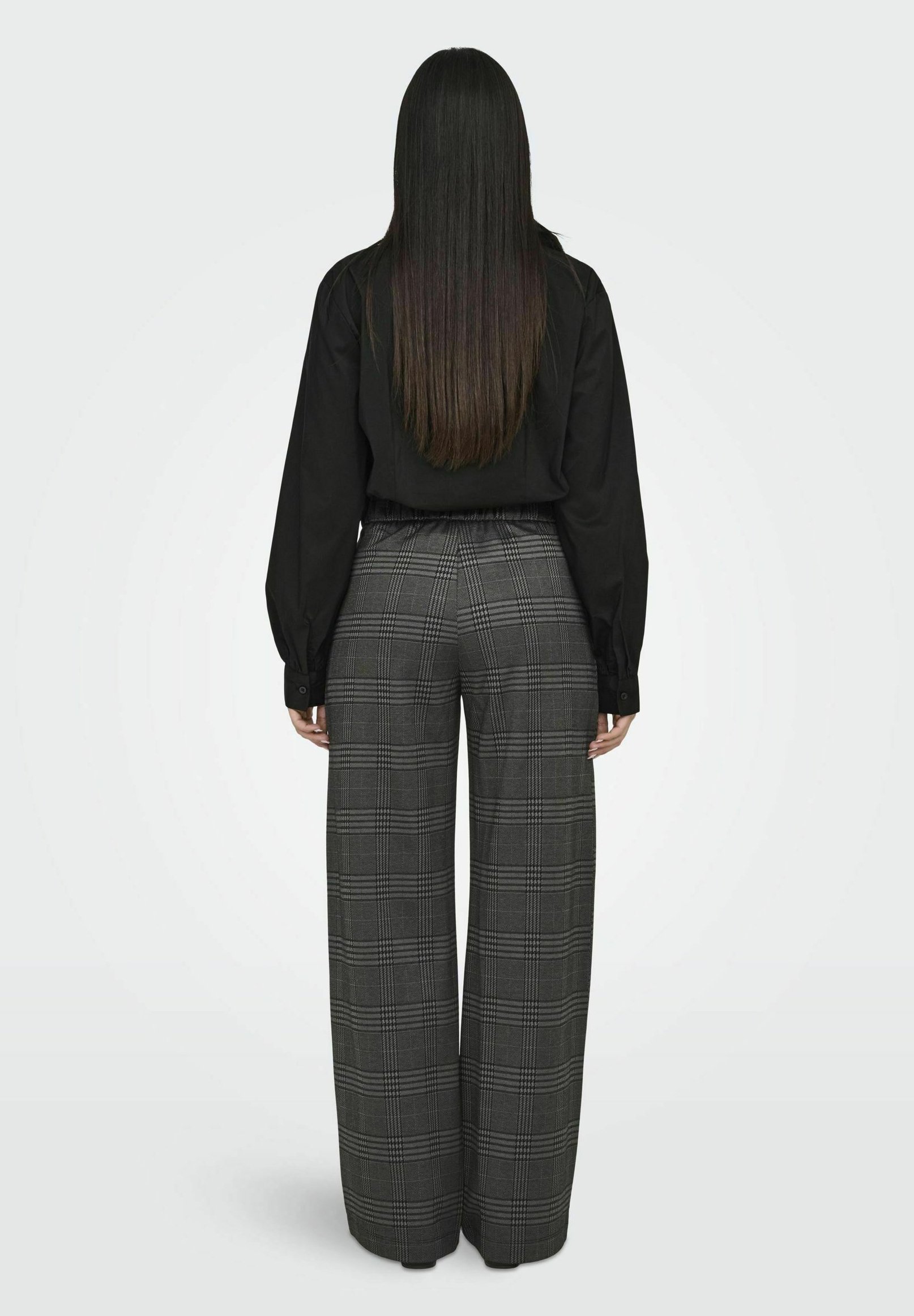 Pantalon à carreaux longs JDY JDYGEGGO MIA - gris granit