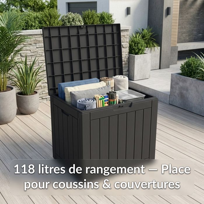 Contenitore da giardino resistente alle intemperie - Antracite 118 L