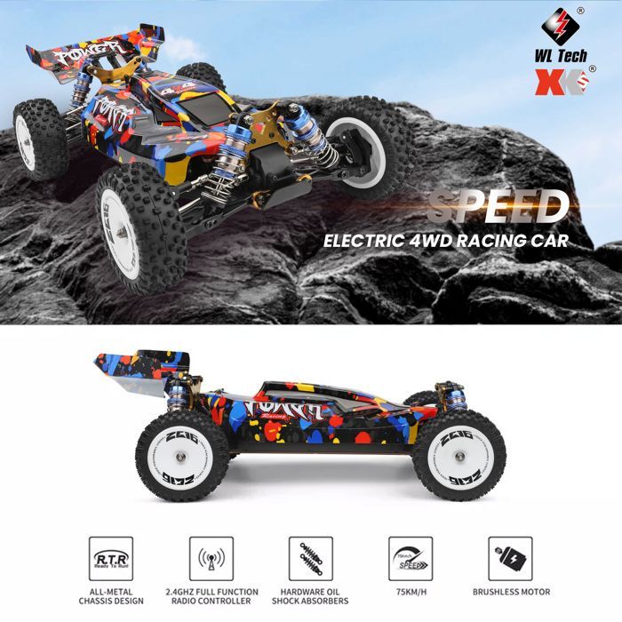 Brushless Electric RC Racing Car, 75 KM/H RTR 2.4G, 4WD, High Speed, Off-Road Drifting Toys for Kids and Adults