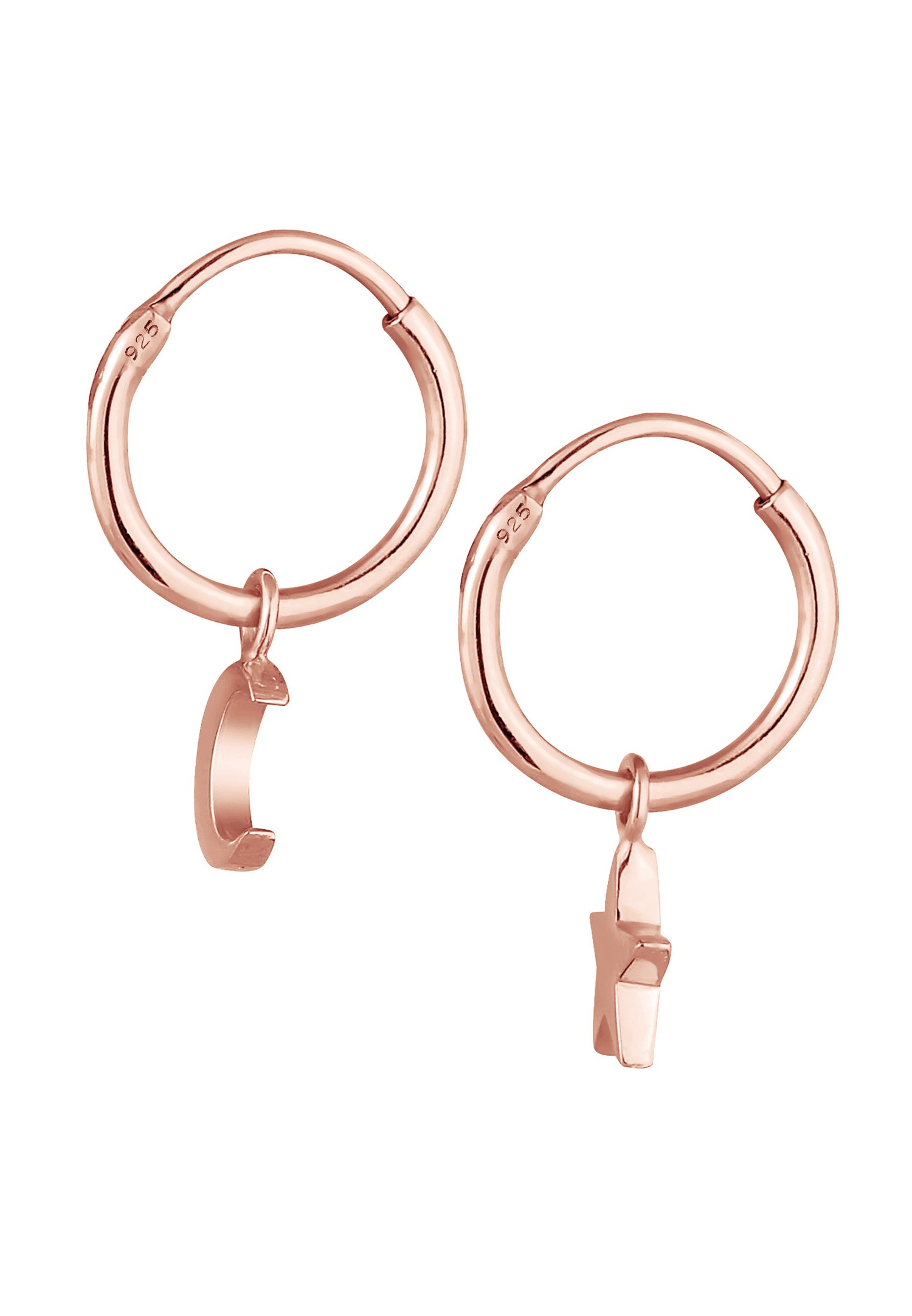 Elli Créoles Étoile Croissant Pendentif Astro Look Boucles d'Oreilles Femme (925/1000) Argent