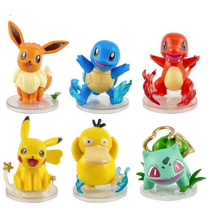 Juego de 6 figuritas coleccionables de 5,5 a 8,5 cm de altura, de color amarillo, juguetes para niños.