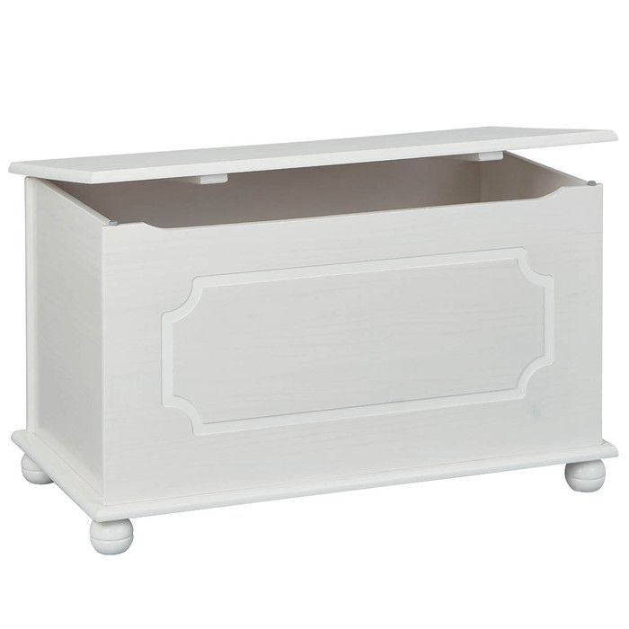 KALISHA - Coffre à Jouets Bois Massif Vernis Blanc