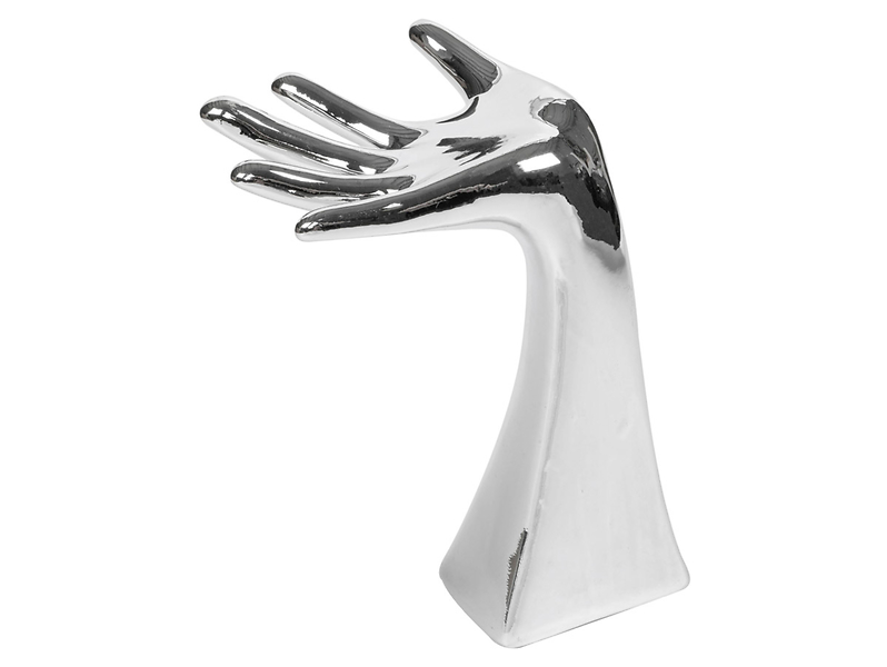 Figurka ceramiczna Dłoń 18 cm srebrna