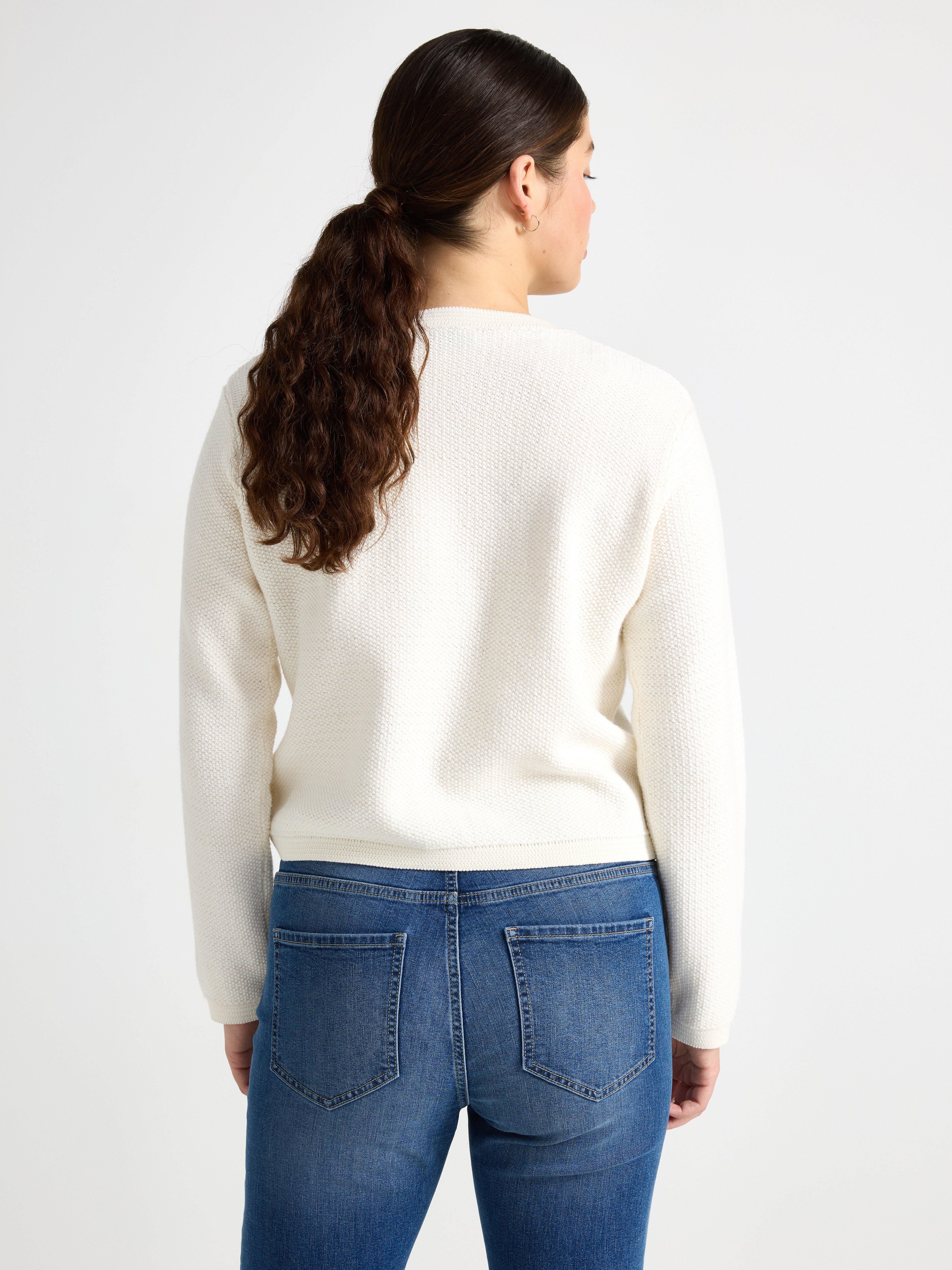 Stickad cardigan Light Dusty White
